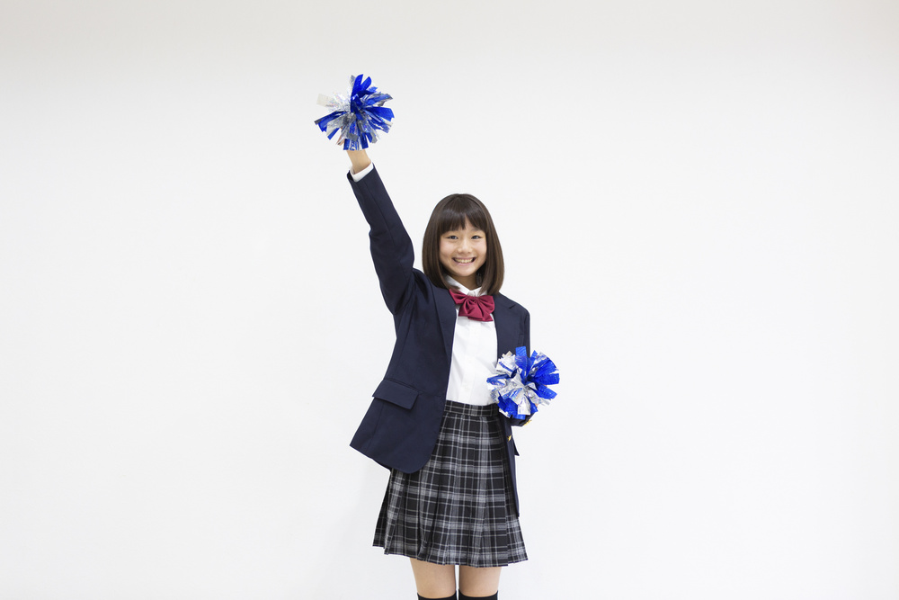 Junior high school students cheering